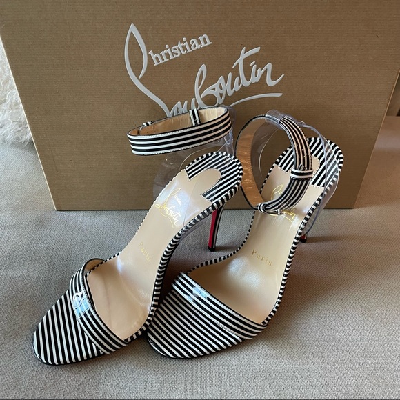 NWT💙CHRISTIAN LOUBOUTIN💙Patent PVC Striped Illusion Jonatina 100 - Picture 3 of 9